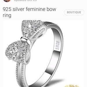 Silver .925 bow ring with diamond accents